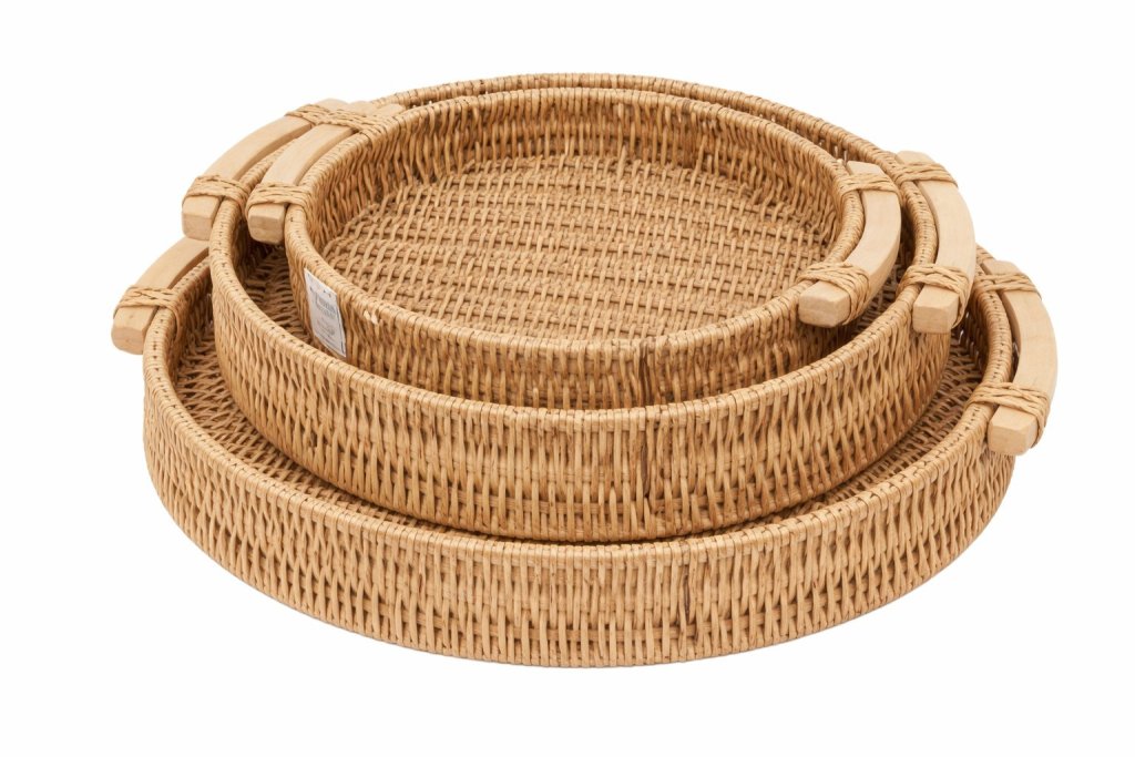 TRIO BANDEJAS REDONDAS RATTAN INSPIRED REF: 71130