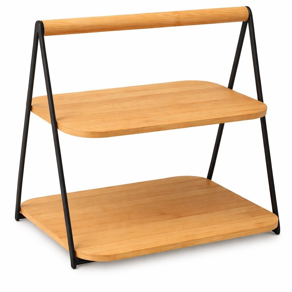 SUPORTE ALIMENTOS DUPLO MADEIRA REF: 71134