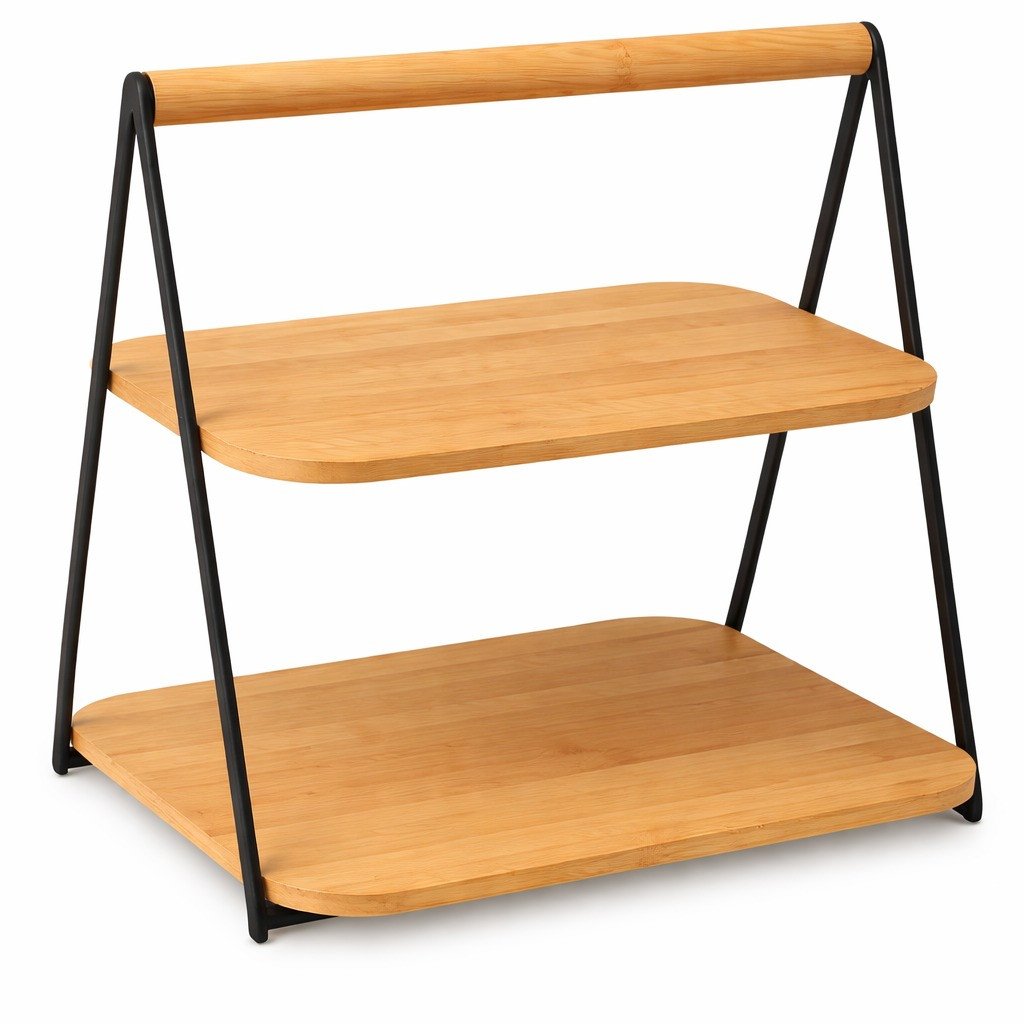 SUPORTE ALIMENTOS DUPLO MADEIRA REF: 71134