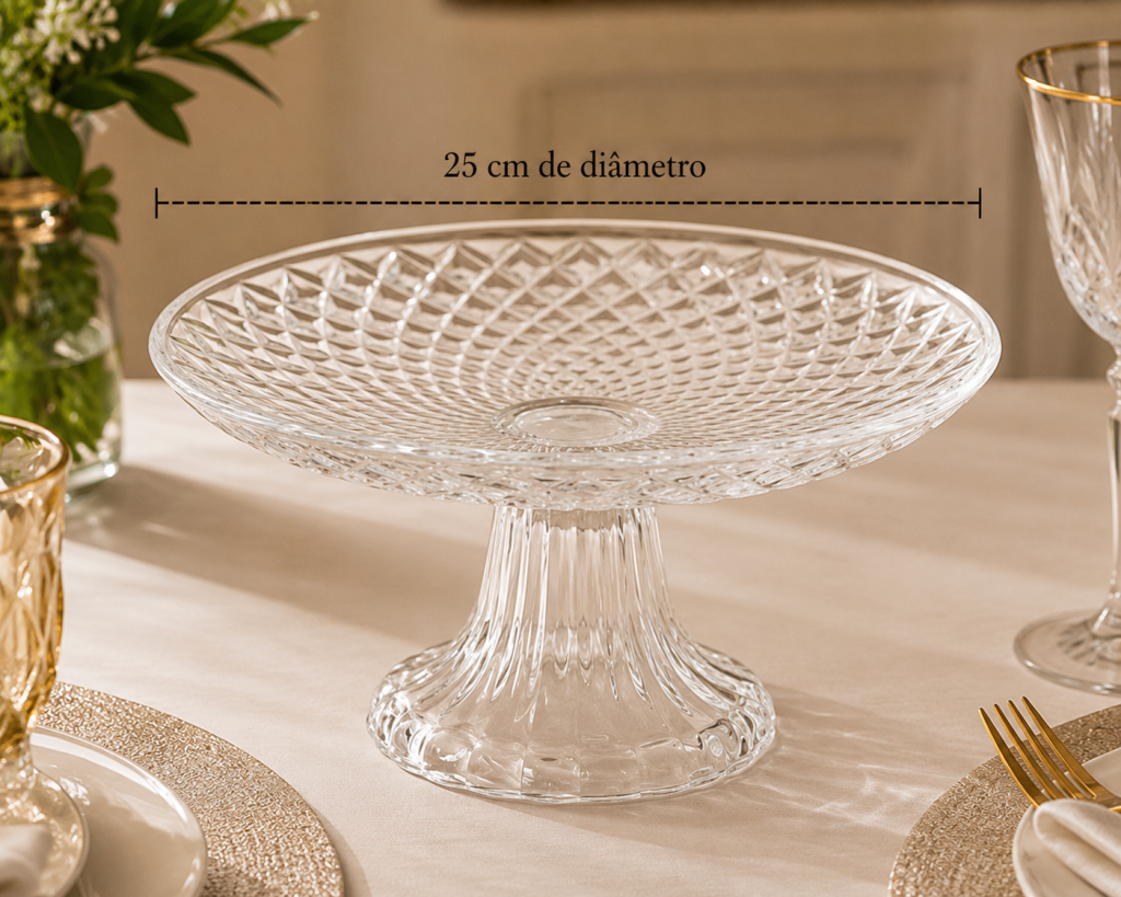CENTRO DE MESA DE VIDRO ELEGANCE 25CM REF: 70817