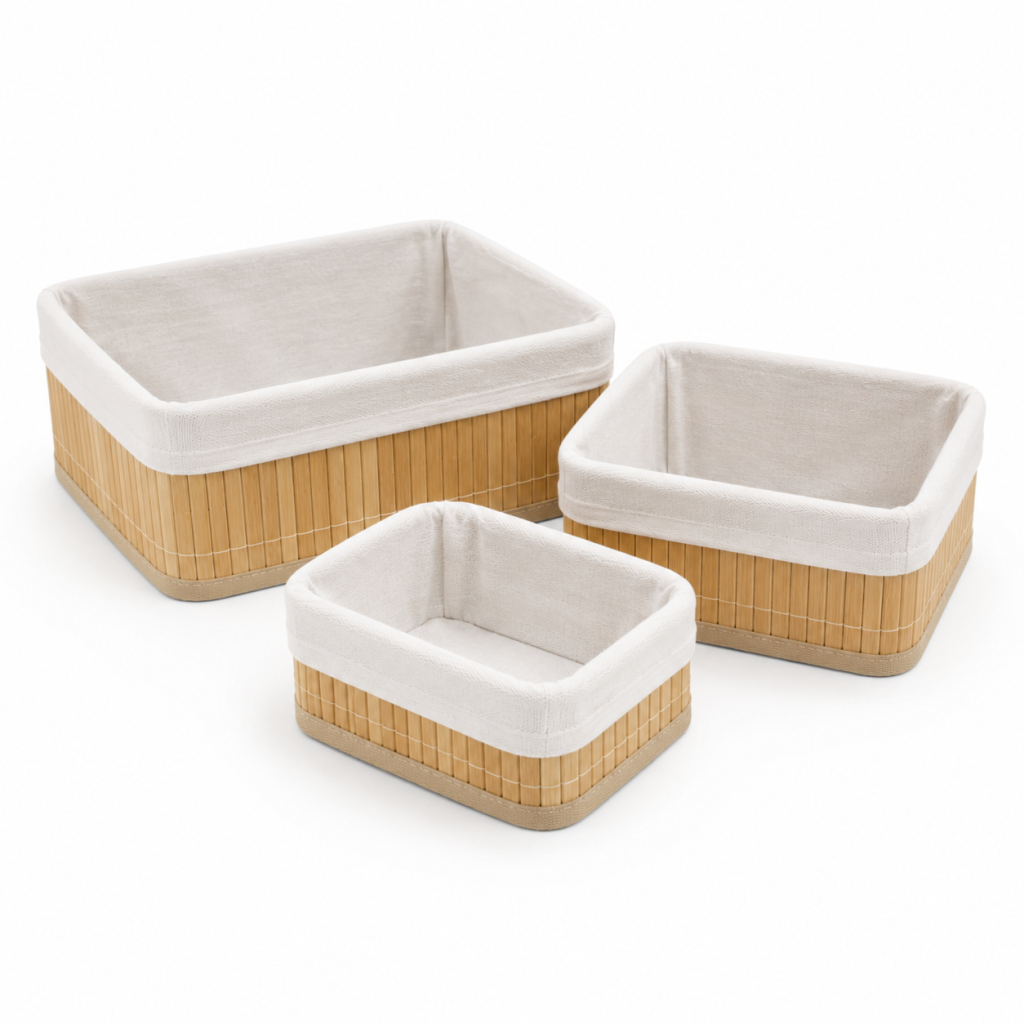 TRIO CESTOS BAMBU QUADRADO REF: 71199