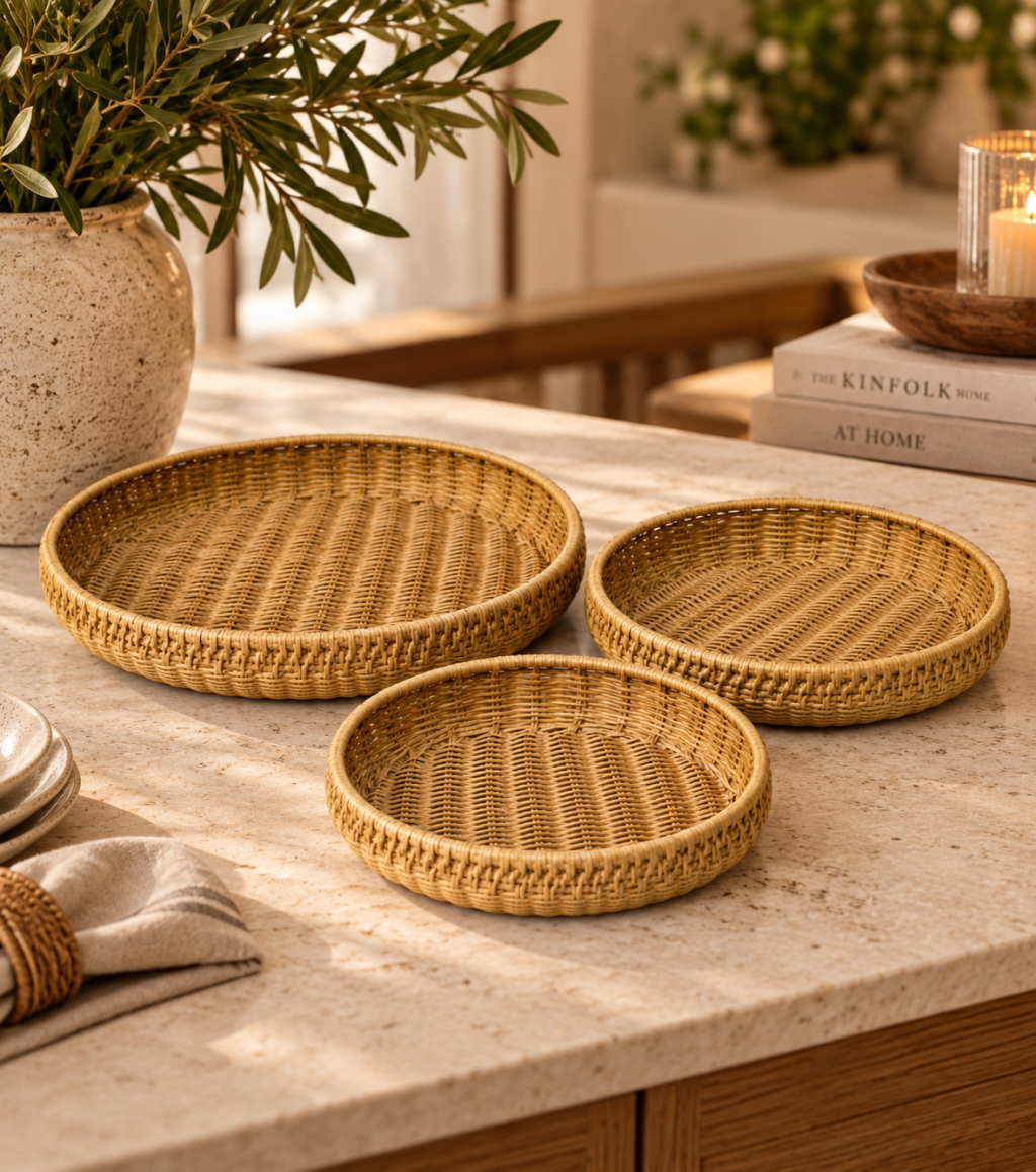 TRIO DE BANDEJAS HOTEL RATTAN INSPIRED REF: 71231