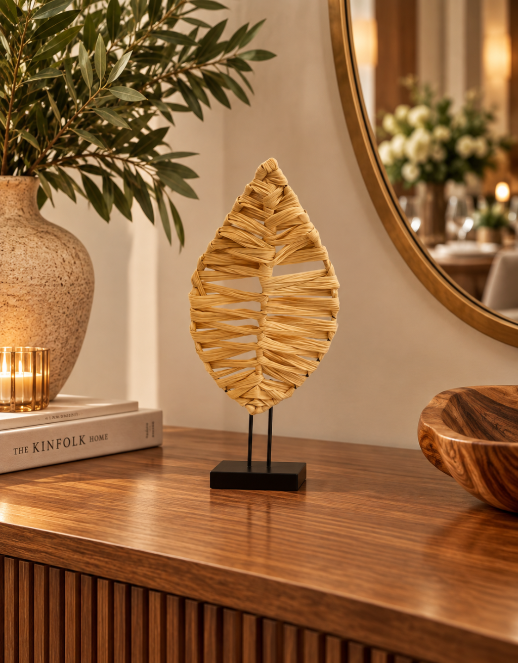 ORNAMENTO FOLHA FIBRA NATURAL P REF: 71048