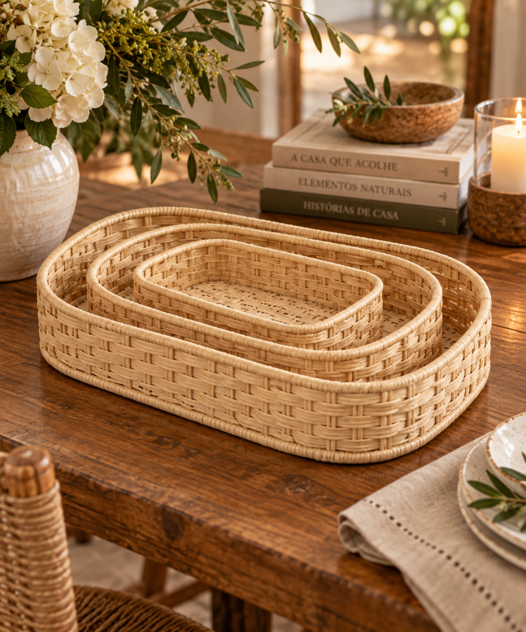 TRIO BANDEJAS OVAL FIBRA NATURAL REF: 71113