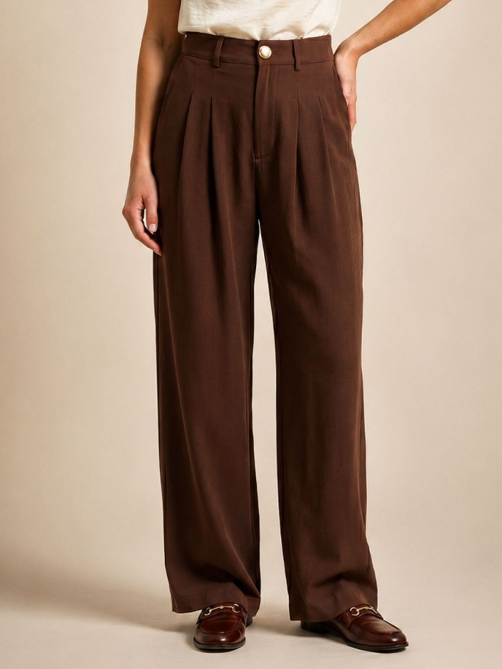 Calça Pantalona Wide leg em Viscose Twill