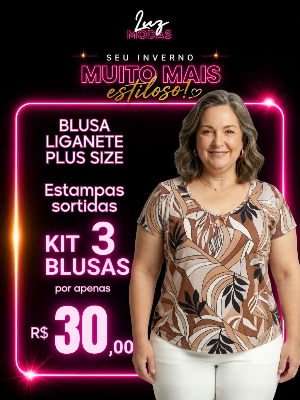 KIT 3 BLUSAS LIGANETE