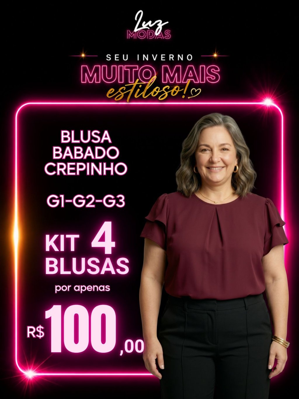 KIT 4 BLUSAS BABADO PLUS SIZE