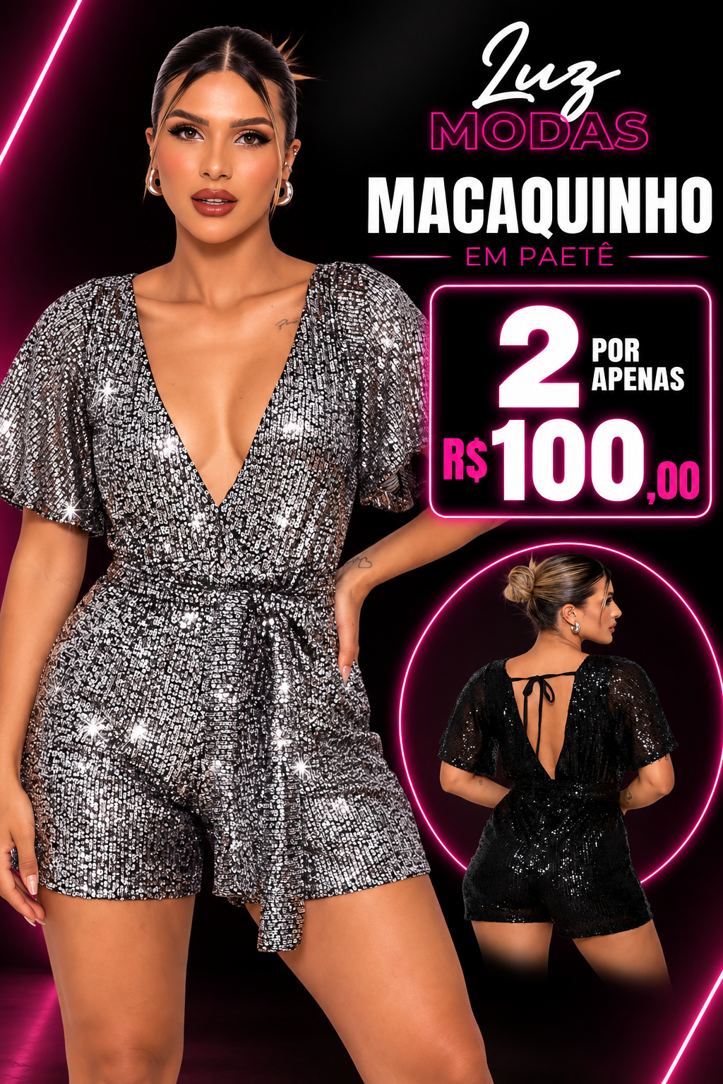 KIT 2 MACAQUINHO EM PAETE FESTA