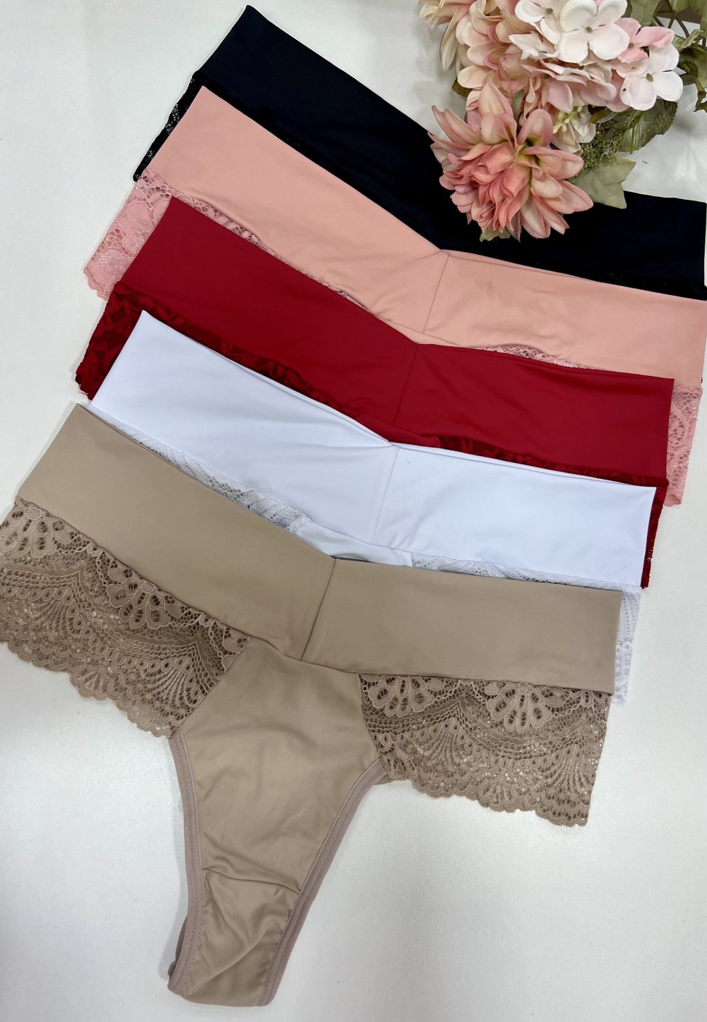 Calcinhas fio duplo com renda lateral