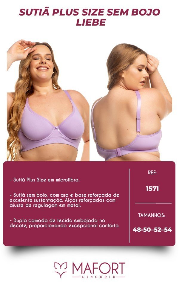 SUTIÃ PLUS SIZE LIEBE SEM BOJO - Ref 1571