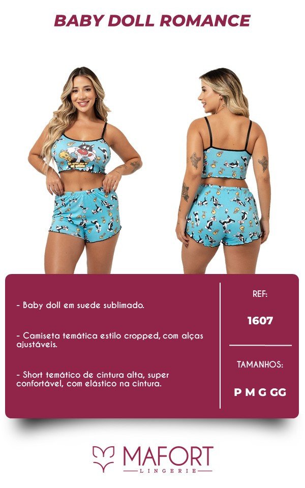 BABY DOLL SUEDE SUBLIMADO ROMANCE - Ref 1607