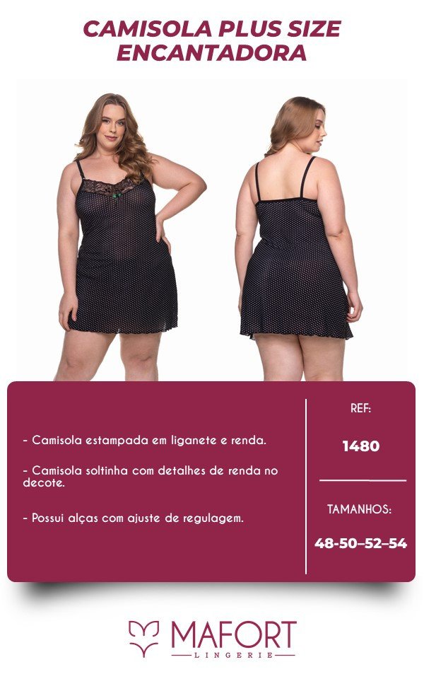 CAMISOLA ENCANTADORA PLUS SIZE - Ref 1480