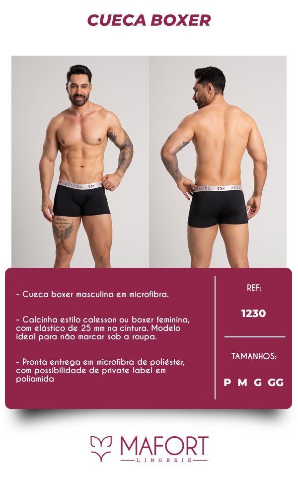 CUECA BOXER ADULTO LISA - Ref 1230