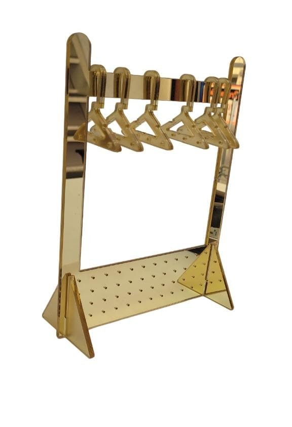 EXPOSITOR PARA BRINCO MINI ARARA EM ACRÍLICO DOURADO 