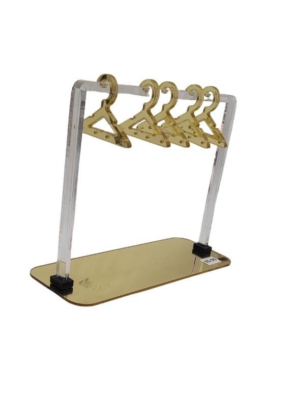 EXPOSITOR PARA BRINCOS MINI ARARA DOURADO C/TRANSPARENTE 