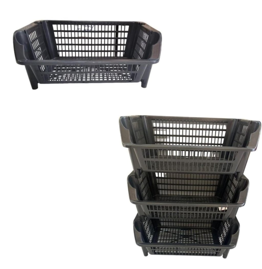 CESTO ORGANIZADOR EMPILHÁVEL GRANDE PRETO (UNIDADE)