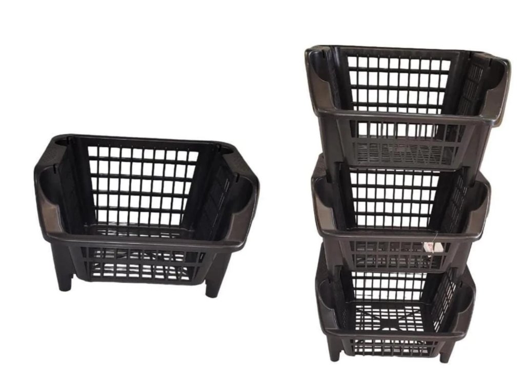 CESTO ORGANIZADOR EMPILHÁVEL PEQUENO PRETO(UNIDADE)