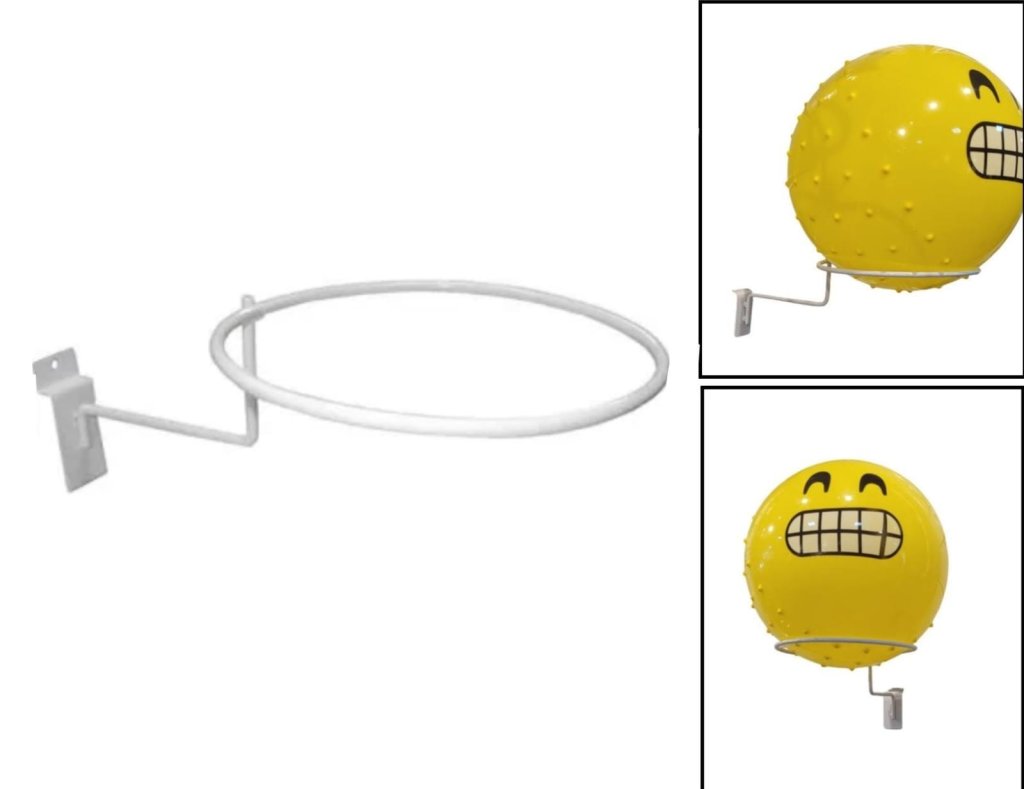 SUPORTE DE BOLA BRANCO PARA PAINEL CANALETADO