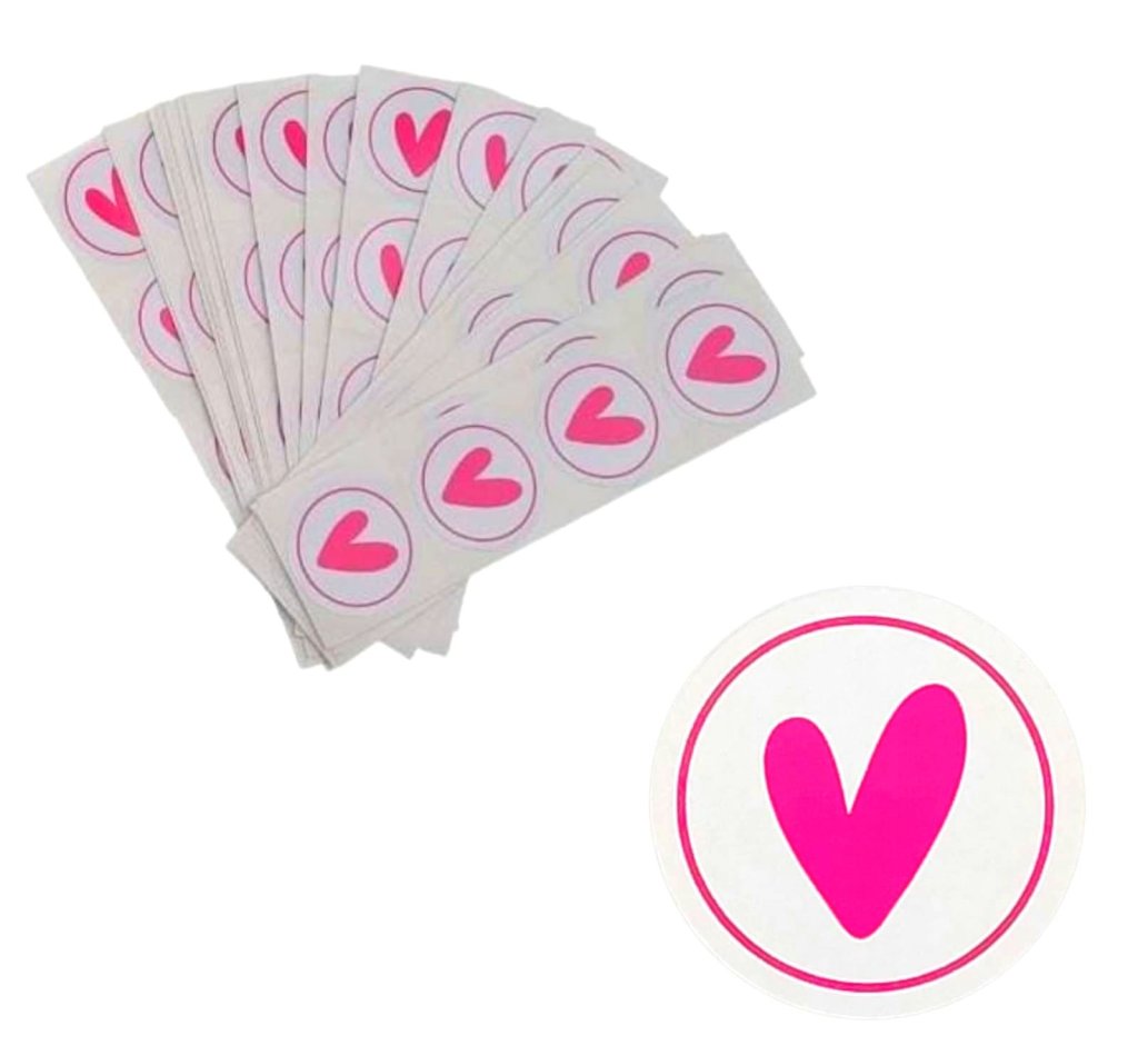 ADESIVO PARA EMBALAGEM (CORAÇÃO ROSA )