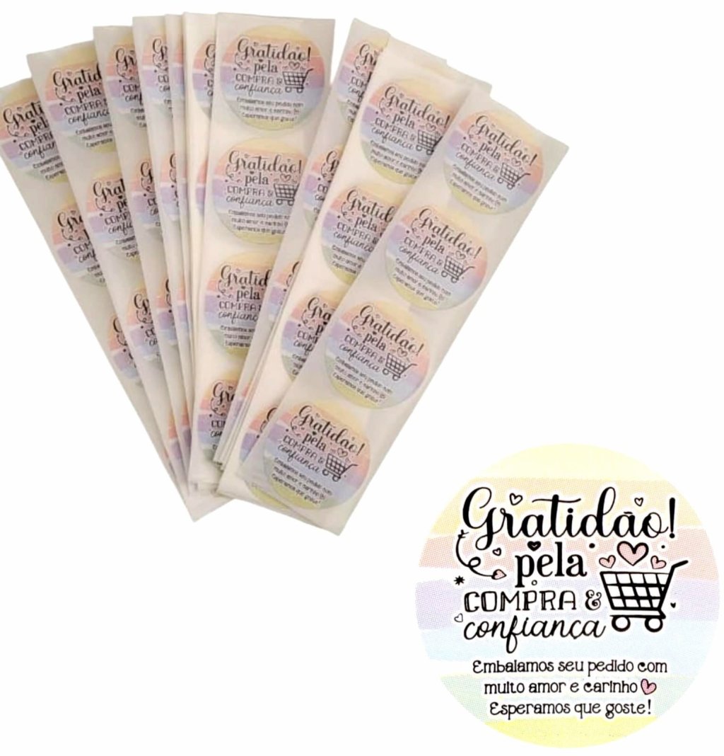 ADESIVO PARA EMBALAGEM (GRATIDÃO PELA COMPRA E CONFIANÇA)