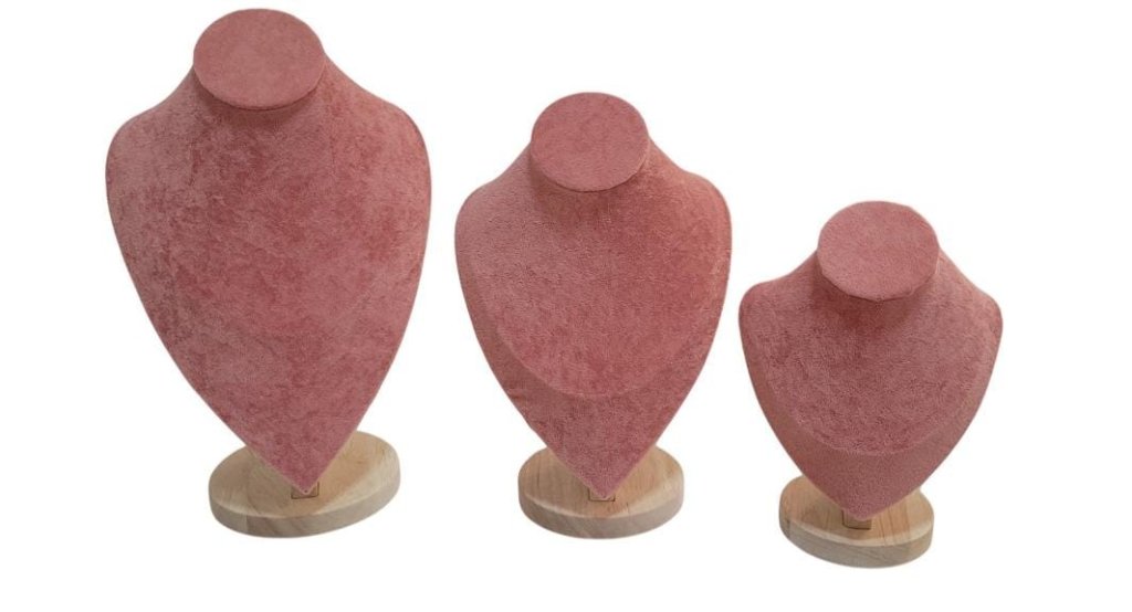 EXPOSITOR MADEIRA BUSTO PARA COLAR ROSA 