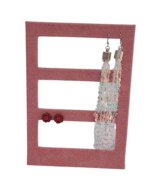 EXPOSITOR PARA BRINCO MADEIRA QUADRADO ROSA