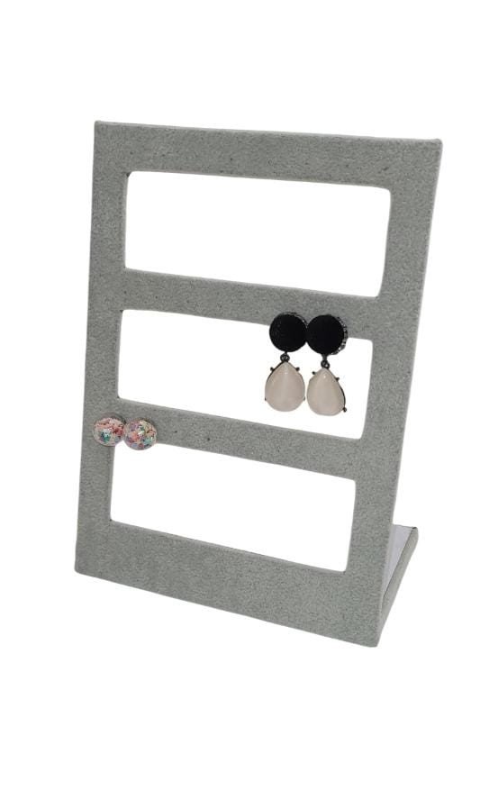EXPOSITOR PARA BRINCO MADEIRA QUADRADO CINZA 