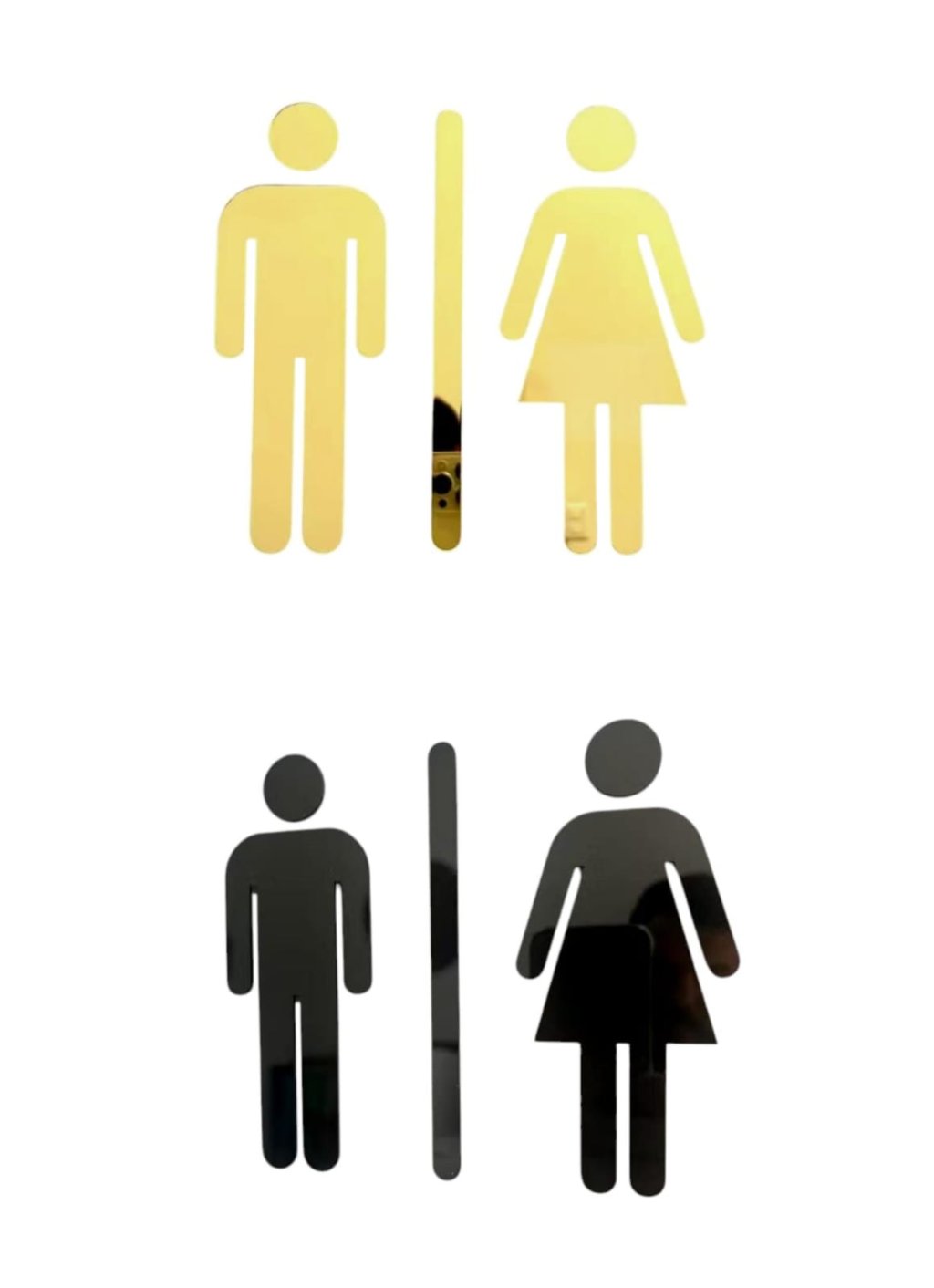 PLACA SINALIZAÇÃO BANHEIRO FEMININO E MASCULINO 