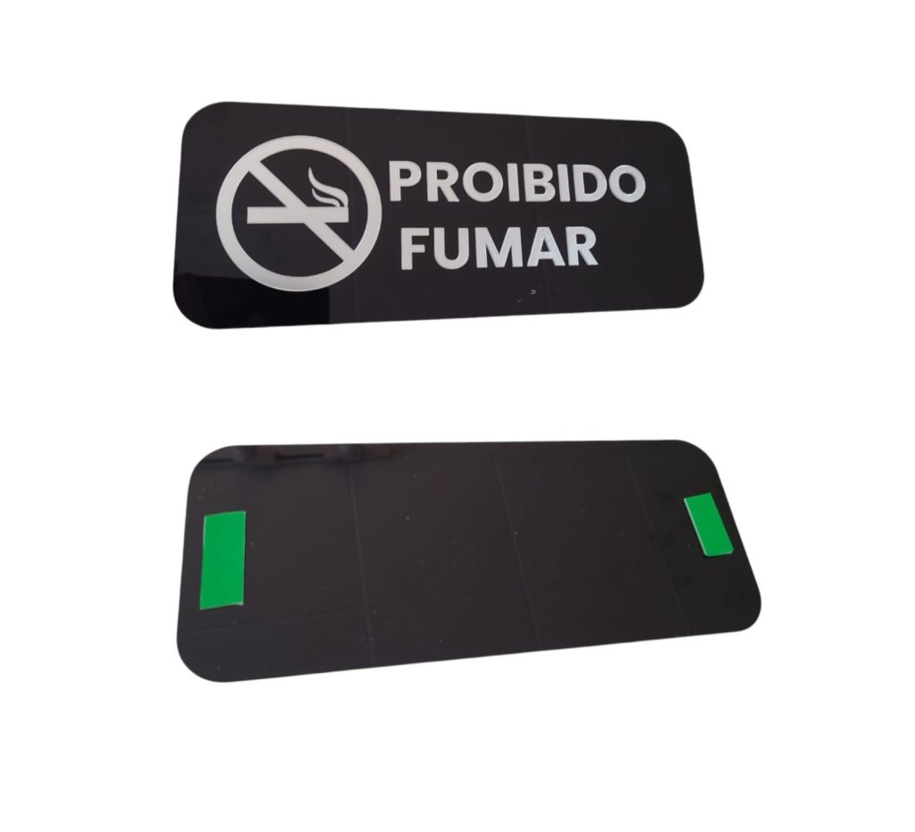 PLACA PROIBIDO FUMAR PRETA C/ PRATA  