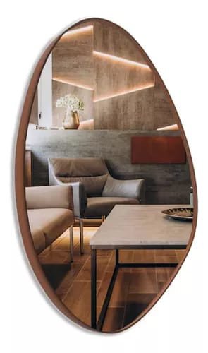 ESPELHO ORGÂNICO OVAL MARROM
