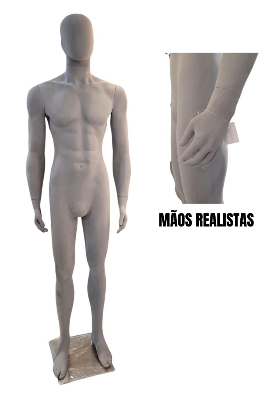 MANEQUIM MASCULINO PERSEUS CINZA AVELUDADO 