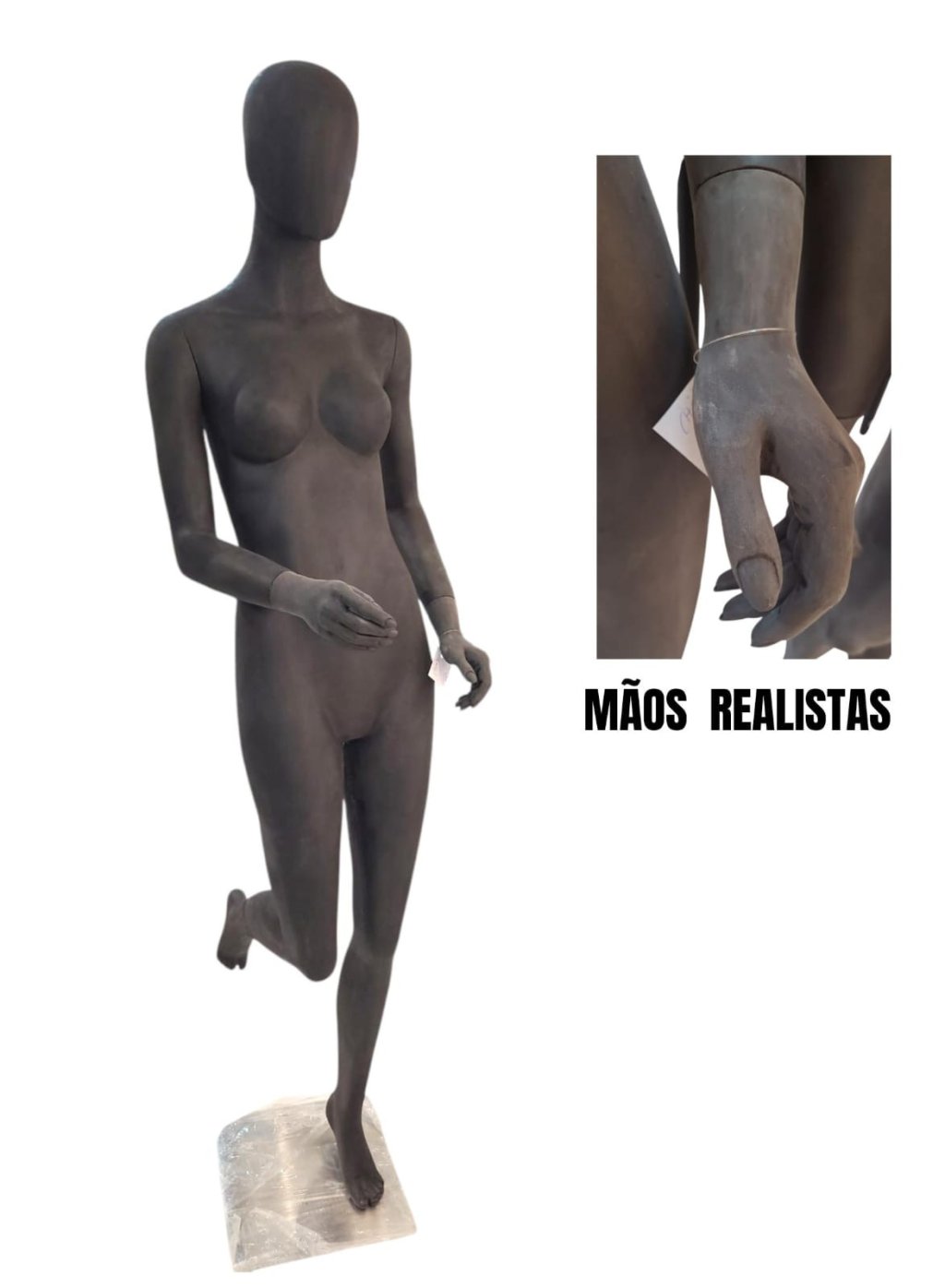 MANEQUIM FEMININO ZOE CORREDORA PRETO AVELUDADO