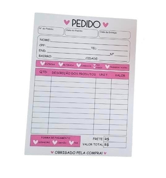 TALÃO DE PEDIDO GRANDE ROSA