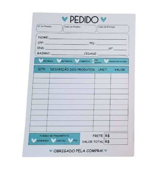 TALÃO DE PEDIDO GRANDE  VERDE 