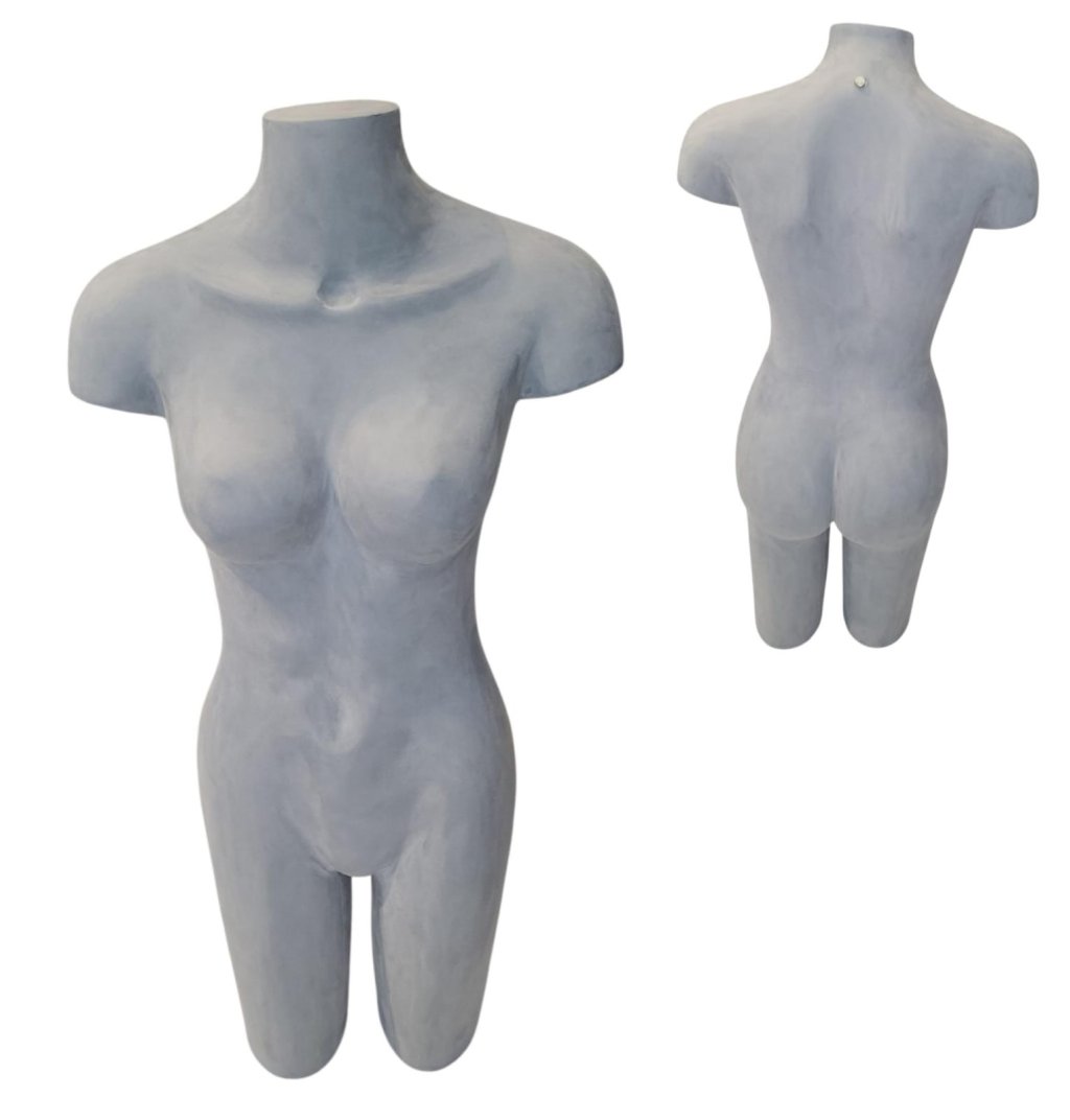 MEIO CORPO FEMININO VELUDO CINZA 
