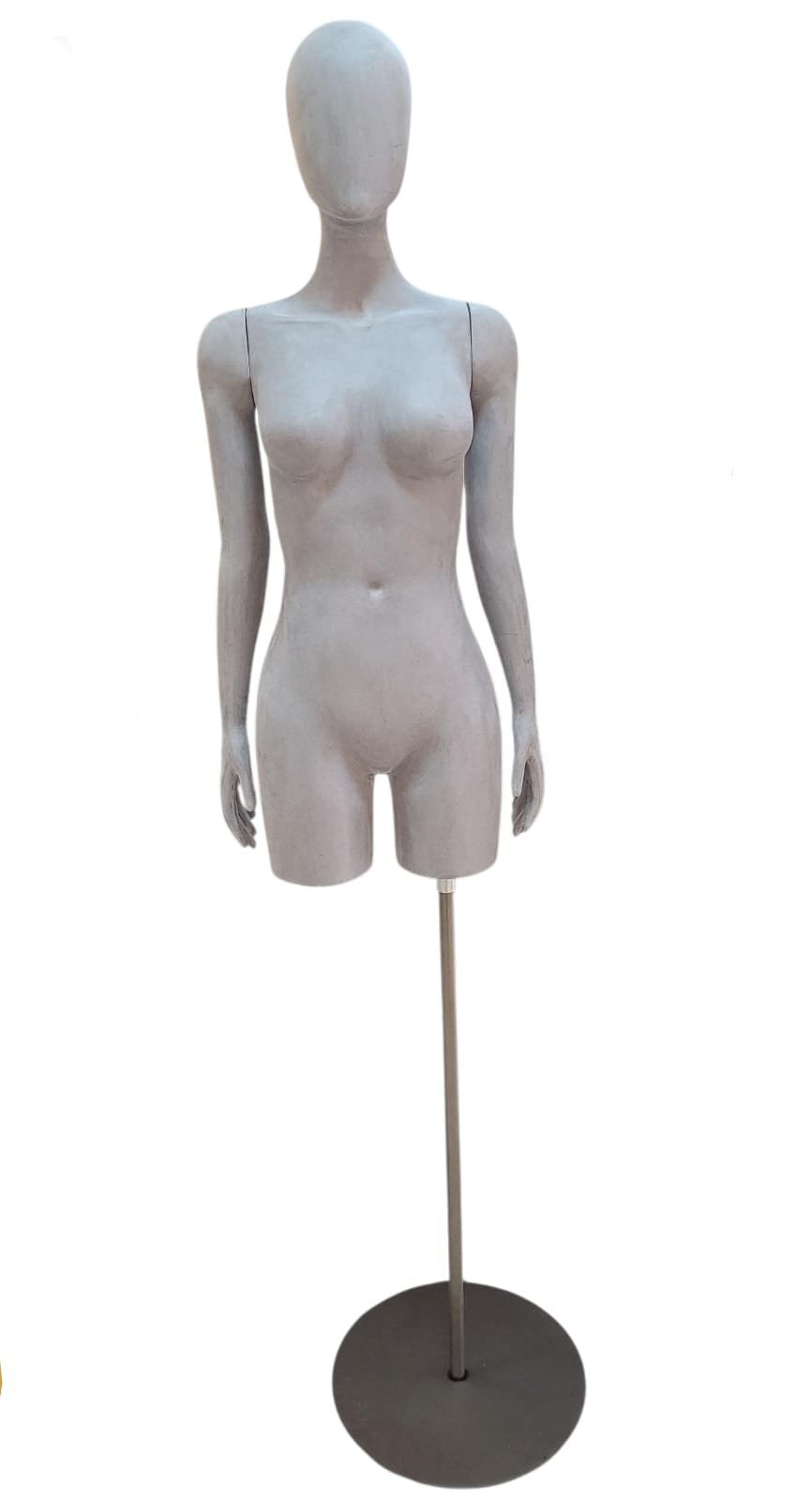 MEIO CORPO COM CABEÇA FEMININO CINZA AVELUDADO 