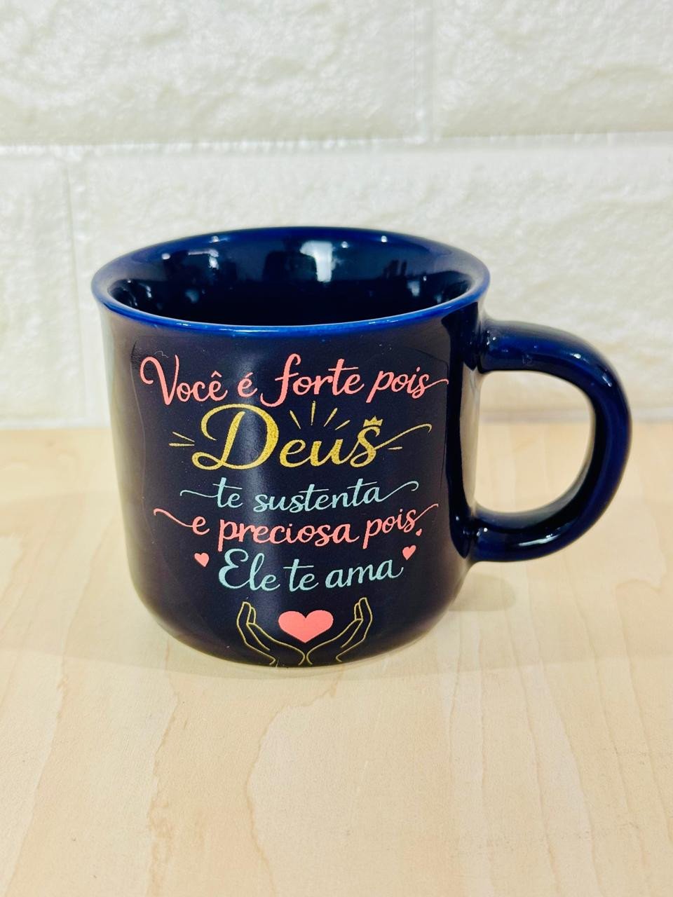 Caneca Ágatha Azul Cobalto Mão de Deus