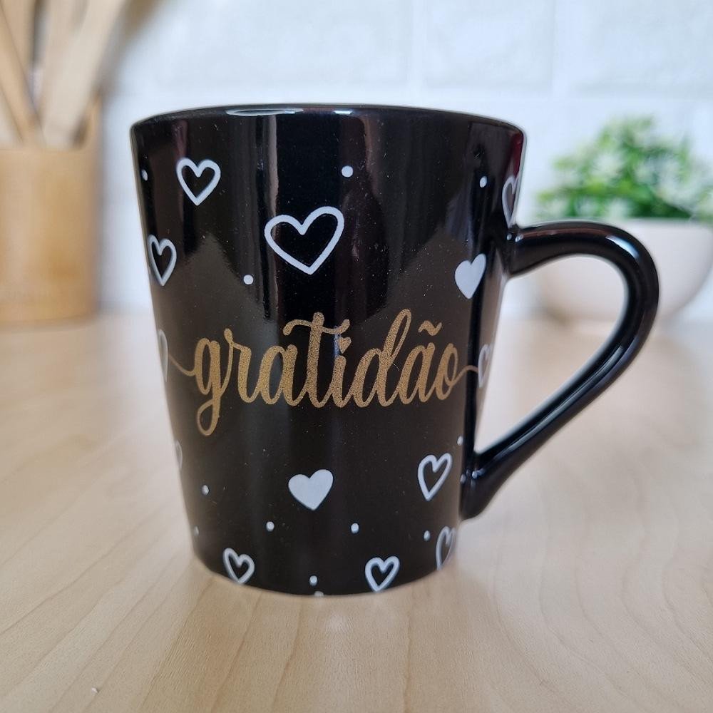 Xícara Preta Gratidão