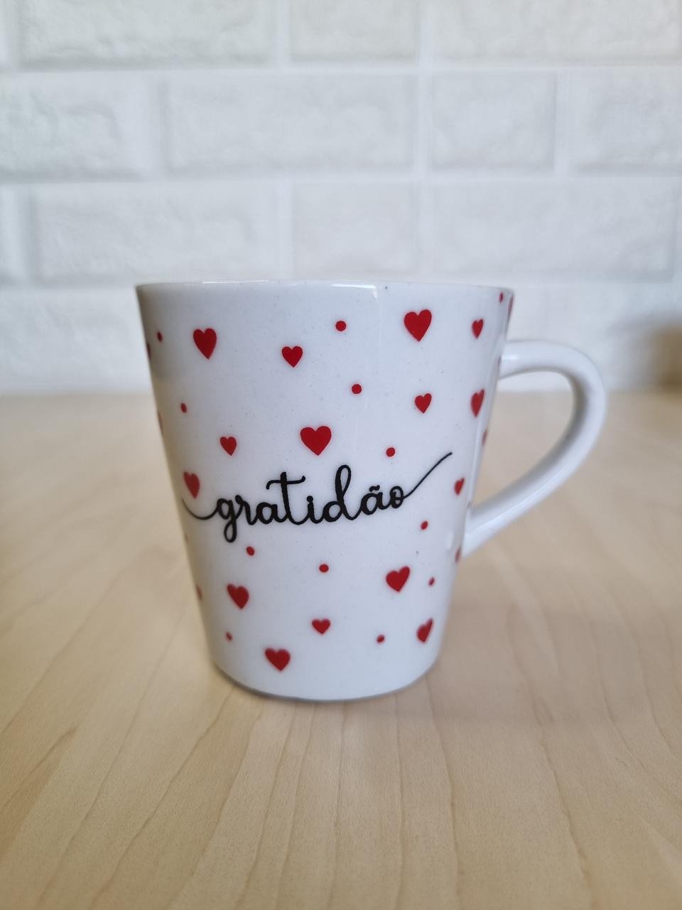 Xícara Branca Gratidão Coração Vermelho