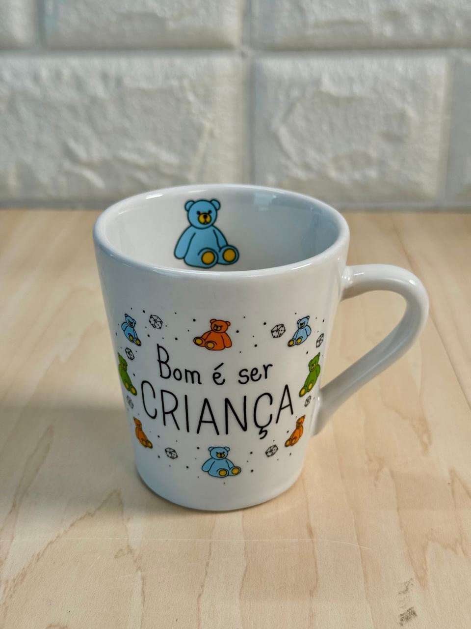 Xícara Branca Bom é Ser Criança Urso