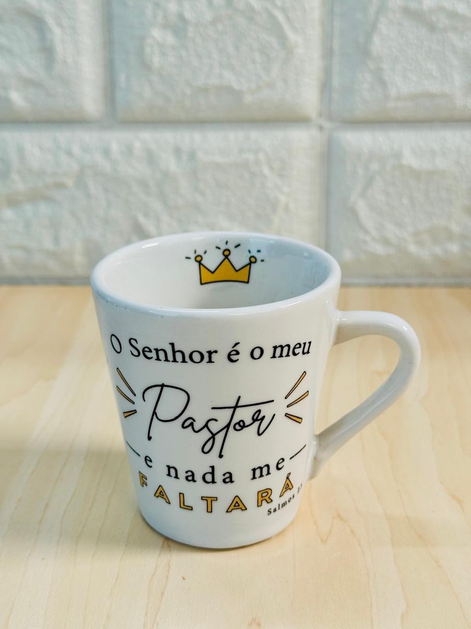 Xícara Branca O Senhor é Meu Pastor e Nada me Faltará
