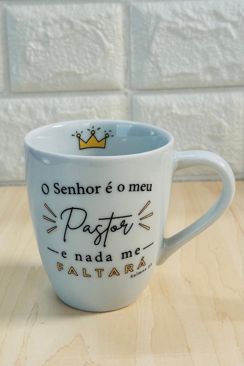 Caneca Glamour Branca O Senhor é Meu Pastor e Nada me Faltará