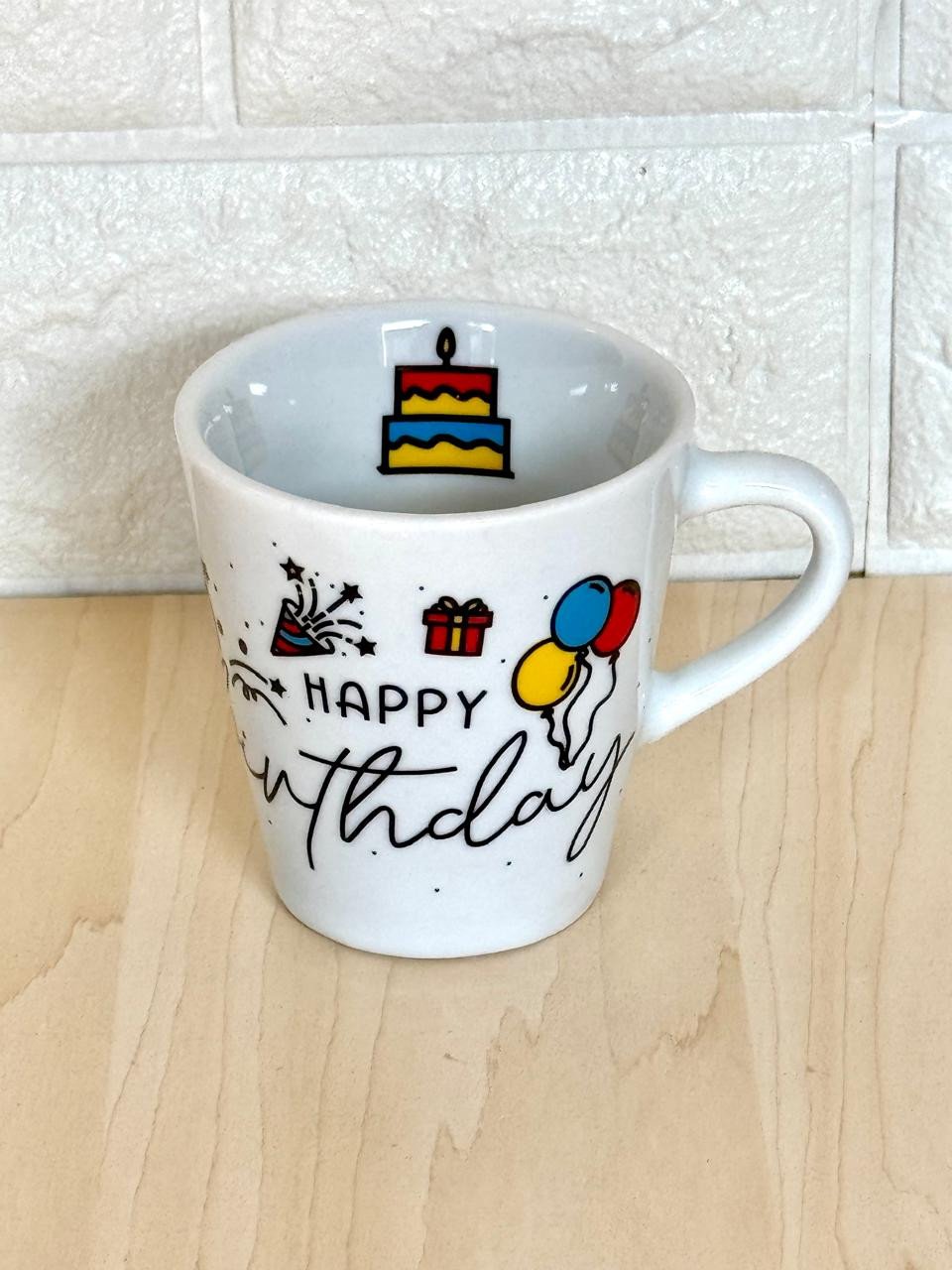 Xícara Branca Happy Birthday