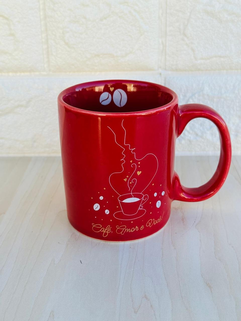 Caneca Aurora Vermelha Café, Amor e Você