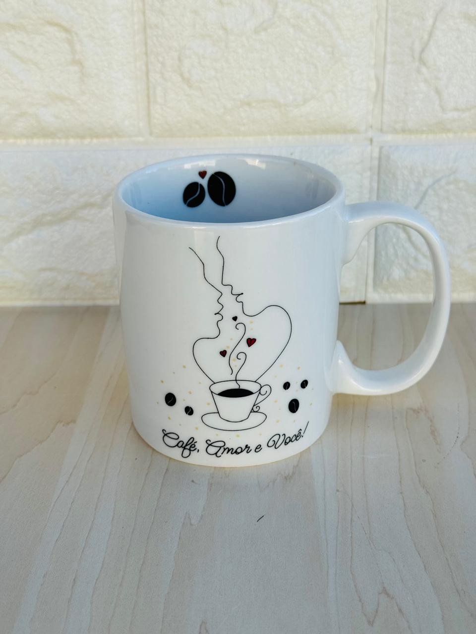 Caneca Aurora Branca Café, Amor e Você