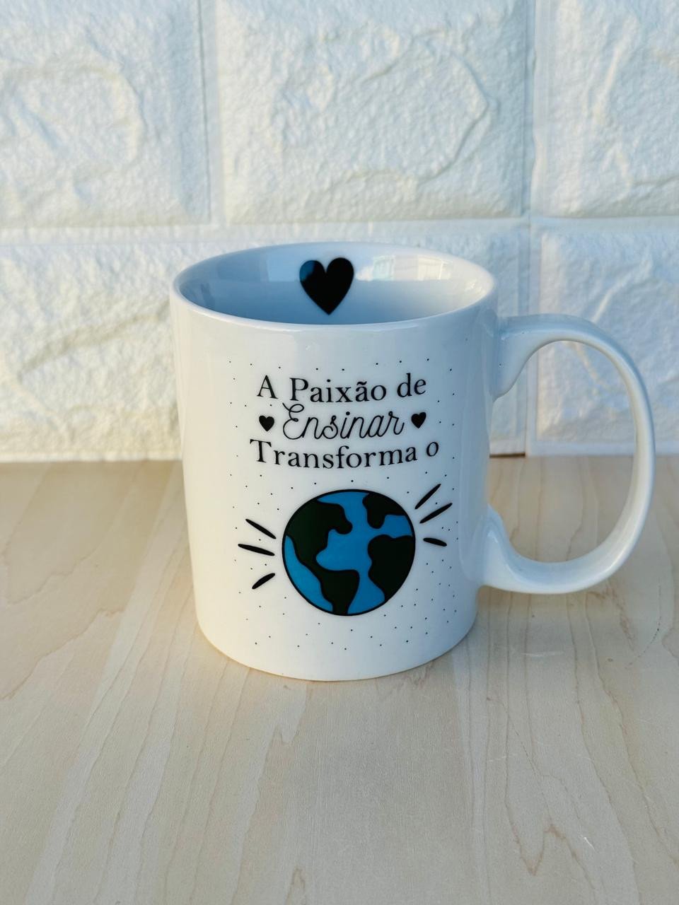Caneca Aurora Branca A Paixão de Ensinar Transforma o Mundo