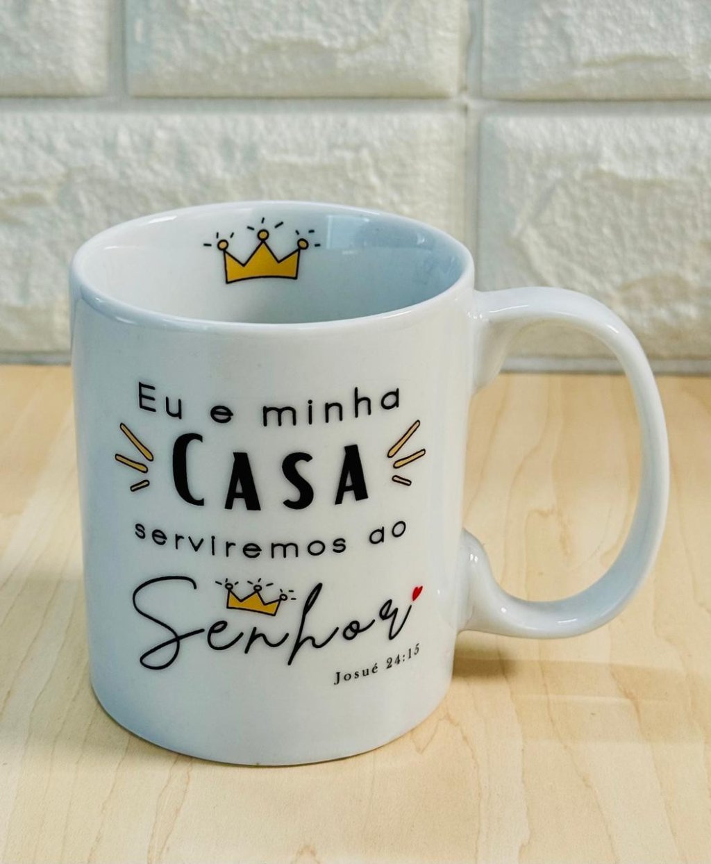 Caneca Aurora Branca Eu e Minha Casa Serviremos ao Senhor