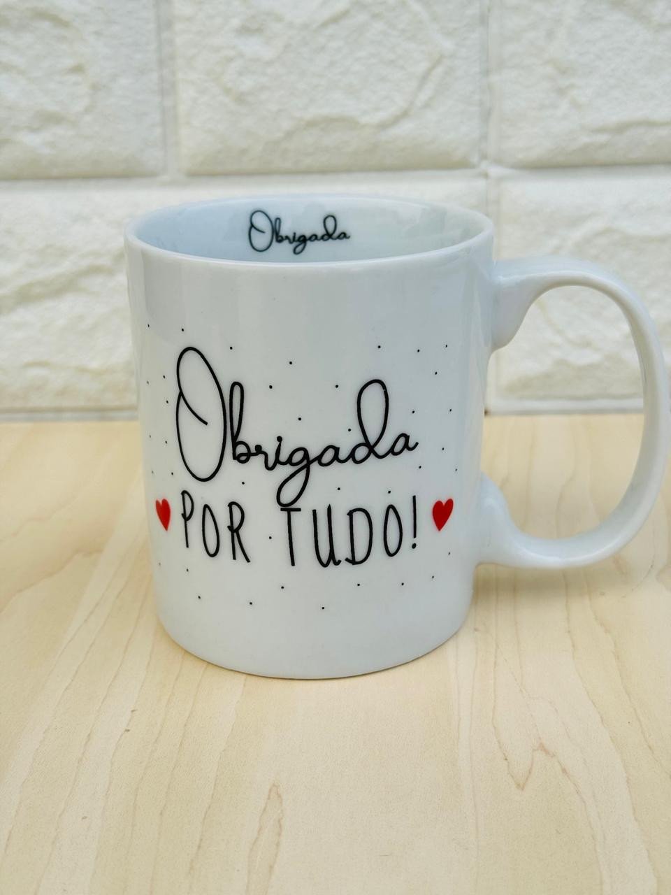Caneca Aurora Branca Obrigada por Tudo