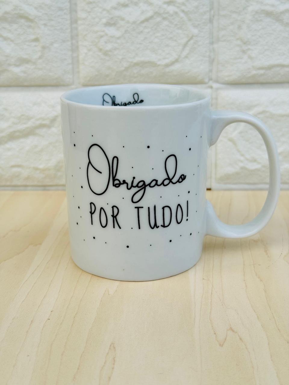 Caneca Aurora Branca Obrigado por Tudo