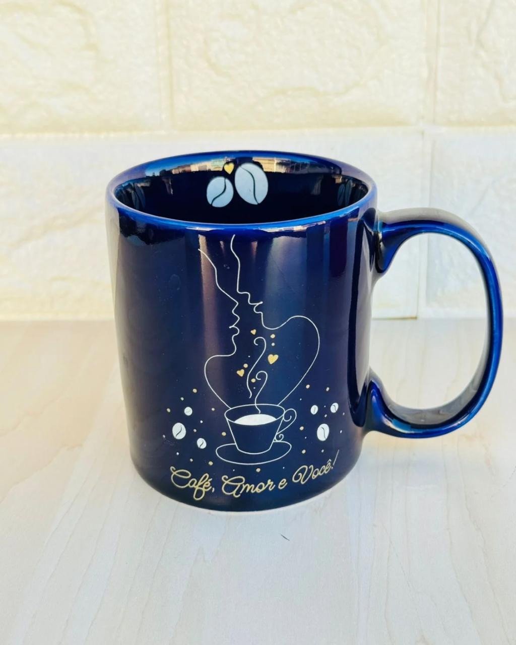 Caneca Aurora Azul Café, Amor e Você